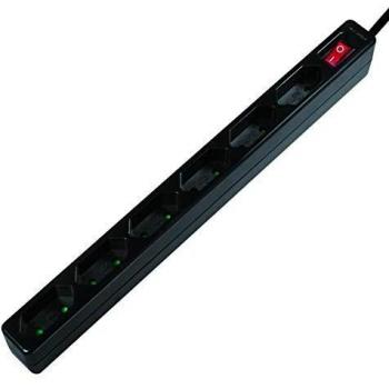Multipresa 6 Tomas con Interruptor Slim 1,5 m Negra