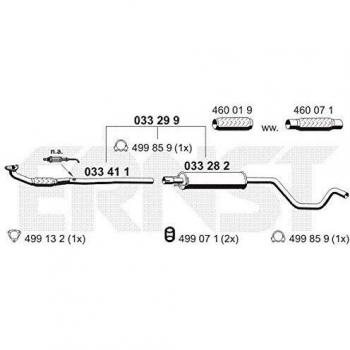 Silenciador Intermedio ERNST 033299 para Opel Meriva A con collarín