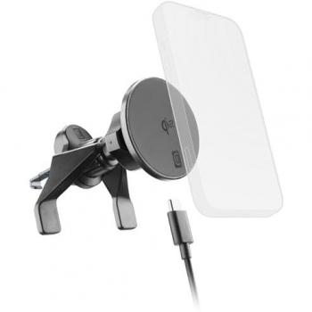 Soporte Móvil Magnético para Coche Cellularline Mag Qi2 con Carga Inalámbrica de 15W, Compatible con MagSafe y Qi2, Instalación a Ventosa o Bocchette, Incluye Cable USB y D