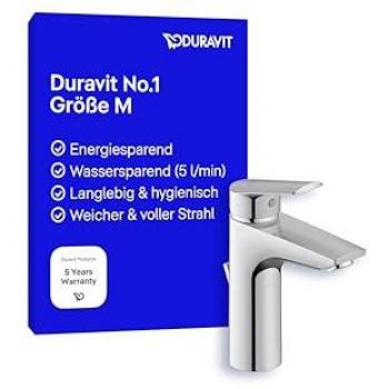 Mezclador de lavabo Duravit No.1 FreshStart M con sistema de desagüe, cromo brillante, salida 106 mm