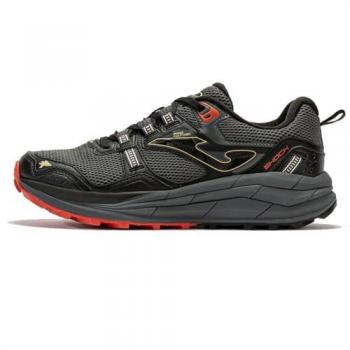 JOMA Zapatilla deportiva trail hombre Shock, características: color gris intenso con detalles en rojo, diseño para trail running, talla 45 EU, modelo Joma Shock Men 2422 en negro y rojo