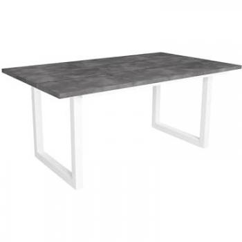 Mesa de Comedor Fija Industrial de Cemento para 8 Comensales, 170 cm, Patas de Madera Maciza