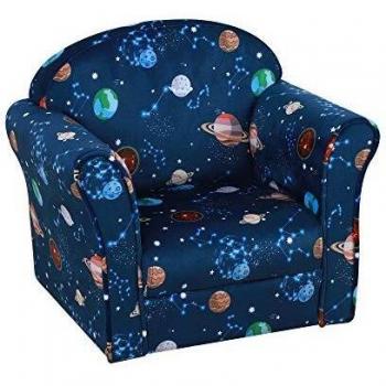 HOMCOM Sillón Infantil Bonito Mini Sofá para Niños Mayores de 12 Meses Ergonómico Patas Antideslizantes Asiento Acolchado Grueso 50x39x44 cm Azul