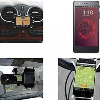 soporte para coche y para mesa etc. para BQ Readers Aquaris E5 HD Ubuntu Edition, negro araña. montaje de la salida aire, espejo retrovisor, bicicletas, etc. Trípode - K-S-Trade