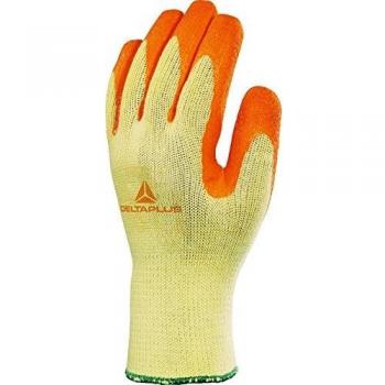 Delta plus - Guante ve730or algodón poliester latex amarillo naranja talla 8