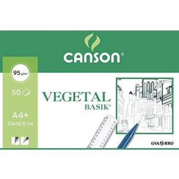 Bloc de Papel Vegetal A4+ Encolado, 50 Hojas, Guarro Basik 95g