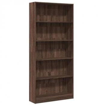 Estantería de madera de ingeniería marrón roble 80x24x176 cm