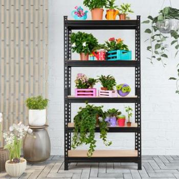 5-Foot 5-Tier Metal Storage Shelving Unit - Adjustable, Black, 30 in. W x 60 in. H x 12 in. D