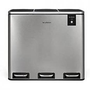 Les Collectors Cubo de Basura con Tapa, Acero Inoxidable, Plata, 56 cm