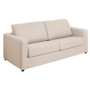 Sofá Cama 3 Plazas con Apertura Italiana en Tela Beige - Descanso de 140 cm - Colchón de 14 cm DONETO