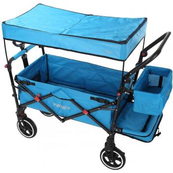 Carro Plegable Premium Fuxtec CT850 para Niños con Tettuccio Azul - Capacidad de Carga 75 kg, Extensión Interior y Ruedas de Goma
