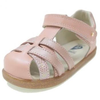 Sandalias de piel para niña Bobux I Walk Cross Jump Dusk Pearl Rosa Oro con cierre de velcro, talla 26 EU