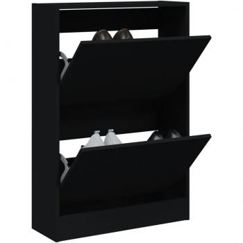 Zapatero de madera de ingeniería negro 60x21x87,5 cm