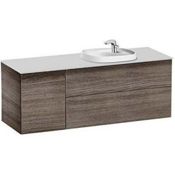 Lavabo posición derecha + Mueble base 2 cajones + 1 Puerta Unik Beyond Roca, 140 x 50 x 52 centímetros, color roble