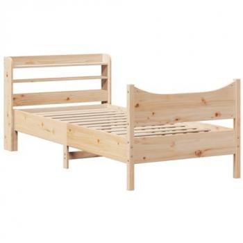Estructura de cama con cabecero 75x190 cm en madera maciza de pino