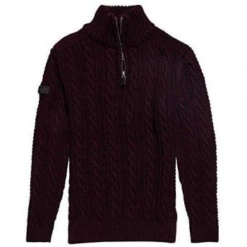 Superdry Jacob Henley Jersei Hombre Bright Burgundy Twist S