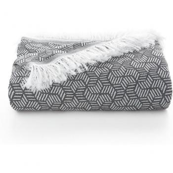 Colcha multiusos Gamusi Geo Negro - 180x140 cm, diseño geométrico