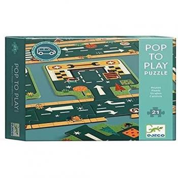 DJECO- Pop to Play Carreteras Circuitos y playsets para Coches de Juguetes