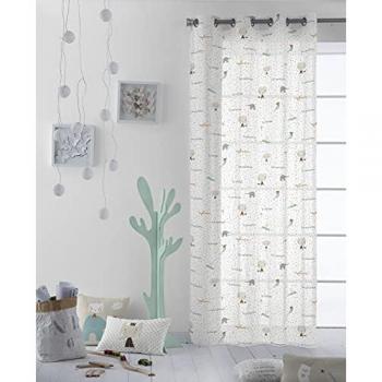 Cortina Infantil con Ojales 100% Algodón Haciendo el Indio (140 x 260 cm) Fabricada en España