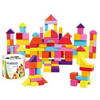 Bloques de Madera Bino en Cubo 100 Piezas Multicolores