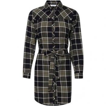 b.young Women's Multicolor Checked Dress with Buttons and Belt - Byhabi Tunic