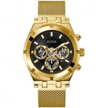 Guess Reloj de hombre Continental GW0582G2 de acero y correa dorada, color negro