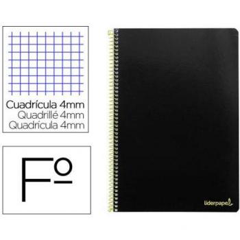 Cuaderno espiral Liderpapel folio smart Tapa blanda 80h 60gr cuadro 4mm con margen Color negro