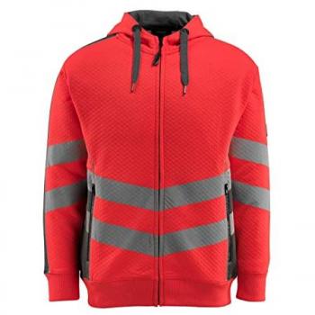 Sudadera con Cremallera de Alta Visibilidad MASCOT Corby en Rojo/Gris Oscuro (Tamaño S)