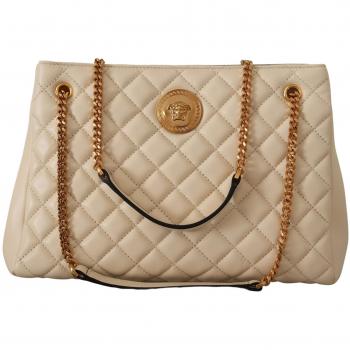 Versace White Nappa Leather Medusa Tote Bag