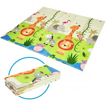 Alfombra Plegable y Reversible de Juego de Material Atoxico para Niños 200 x 180 x 1,4 cm
