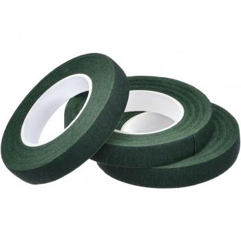 Pack de 3 Cinta Floral Verde Cinta de Tallo Stem Tape,1/2 Pulgadas x 90 Pies, Verde Oscuro