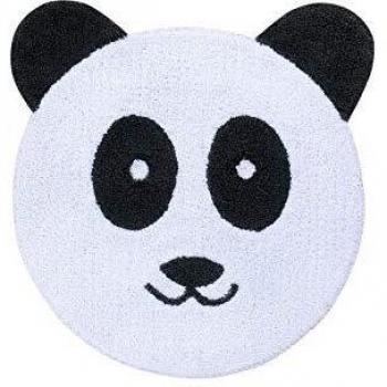 Happy Decor Kids -Alfombra Lavable Happy Panda 100% Algodón Natural -Blanco, Gris Oscuro- 90 x 120 cm