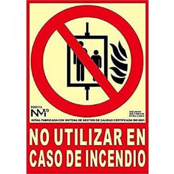 Normaluz RD00115 - Señal Luminiscente No Utilizar en Caso de Incendio Clase B PVC 0.7 mm 21x30 cm con