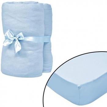 vidaXL 4x Sábanas Bajeras Cuna 70x140cm Celeste Ropa de Cama de Bebé Infantil