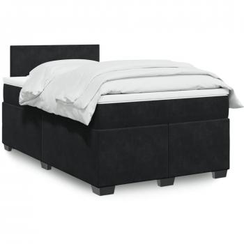 Cama box spring con colchón de muelles en terciopelo negro 120x190 cm