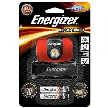 Energizer - Frontal deportivo de 55 lúmenes funciona con 2 pilas AAA, ligera, cómoda y con correa ajustable
