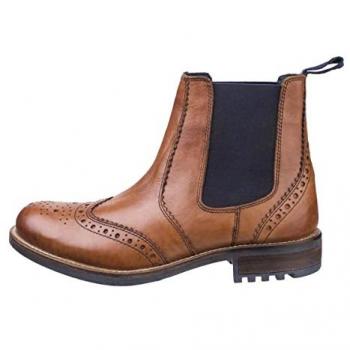 Cotswold Cirencester Chelsea Brogue Leather Boots for Men in Tan, UK Size 6