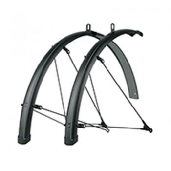 SKS Bluemels Stripes 28 Mudguard Set - 45mm, Black/Grey, Pinstripe Design, Sandwich Construction, Heavy Duty and Rigid, ASR Safety System, V-Braces for Easy Installation