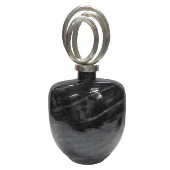 Jarrón de cristal plateado y negro con tapa de aluminio moderno DKD Home Decor (23 x 13 x 41 cm)