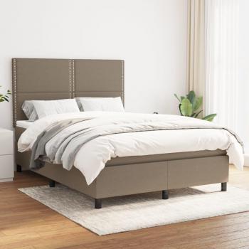 Estructura de cama box spring con colchón de muelles en tela gris taupe 140x190 cm Tortora Vidaxl