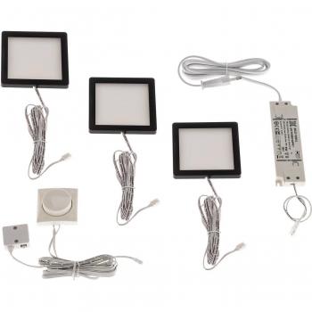 Lámpara LED bajo mueble Antony de Lindby, Set de 3, negra, moderna, hecha de plástico, ideal para cocina