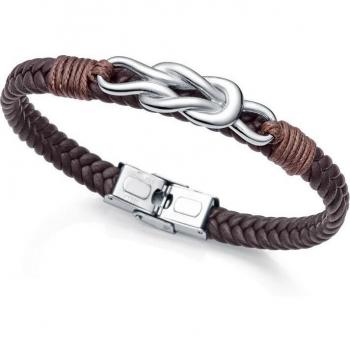 Pulsera Viceroy Fashion de acero y cordón de piel marrón para hombre