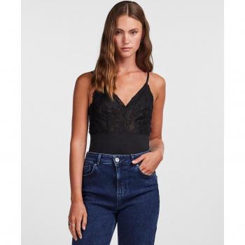 Body de mujer Pieces Nichelle sin mangas con encaje color negro