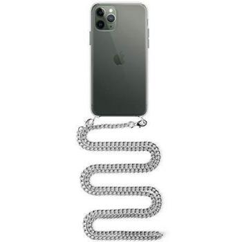 DAM.Carcasa Transparente iPhone 11 Pro con Colgante Cadena metálica. Accesorio de Moda, Ajuste máxima protección. Unica.14,8x0,9x7,3 cm. Color: Transparente Plata.