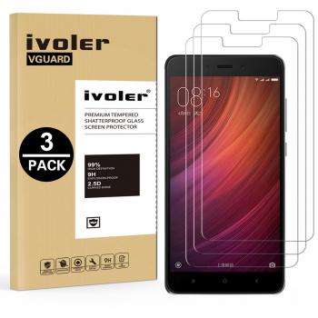 ivoler [3 Piezas] Protector de Pantalla para Xiaomi Redmi Note 4 / Xiaomi Redmi Note 4X, Cristal Vidrio Templado Premium