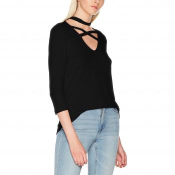 ONLY Onlcross Chocker L/s Top Jrs, Camisa Manga Larga para Mujer, Negro