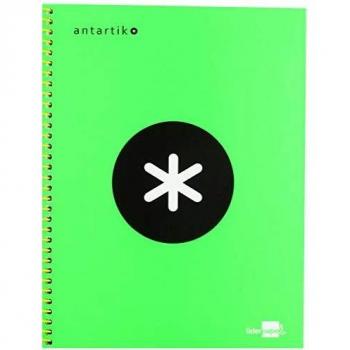 Liderpapel Cuaderno Espiral A5 Micro Antartik Tapa Forrada 120H 100 Gr Cuadro 5Mm 5 Bandas 6 Taladros Color Verde Flúor