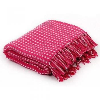 vidaXL Manta a Cuadros 220x250cm Algodón Rosa Decoración Casa y Hogar Cama