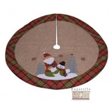 Falda de árbol de Navidad de yute para decoración navideña EkilikuaHome, con diseño de Santa Claus, diámetro de 90 cm