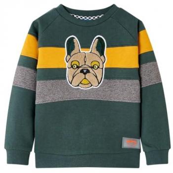 Sudadera Infantil de Manga Larga con Escote Redondo Verde Oscuro 104